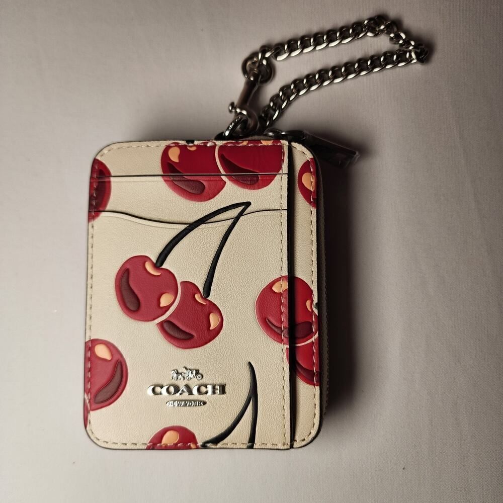 NWT Coach CZ761 Zip Card Case With Cherry Print